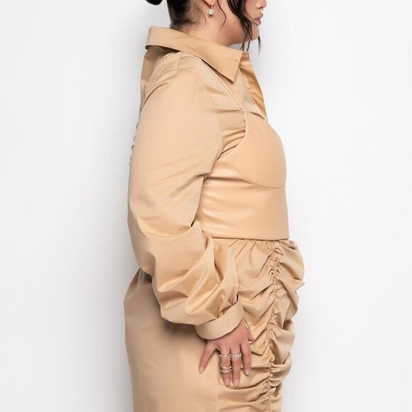 PLUS KEEPING IT TOGETHER LONG SLEEVE MINI RUCHED DRESS ( BRAND NEW !!!! ) - Picture 4 of 6